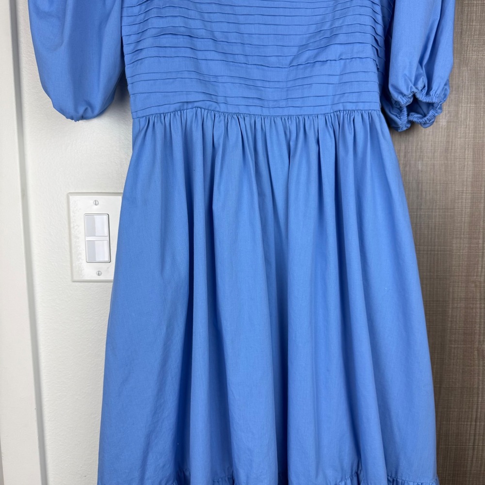 Abercrombie & Fitch Blue Emerson Poplin Puff Sleeve Midi Dress Size Small - Picture 5 of 10